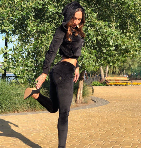 Peach Yoga Pants for Women - Melody Black Fleece Midwaist Fitness Leggings - Warm, Stylish, and Butt-Lifting Fall/Winter Essential