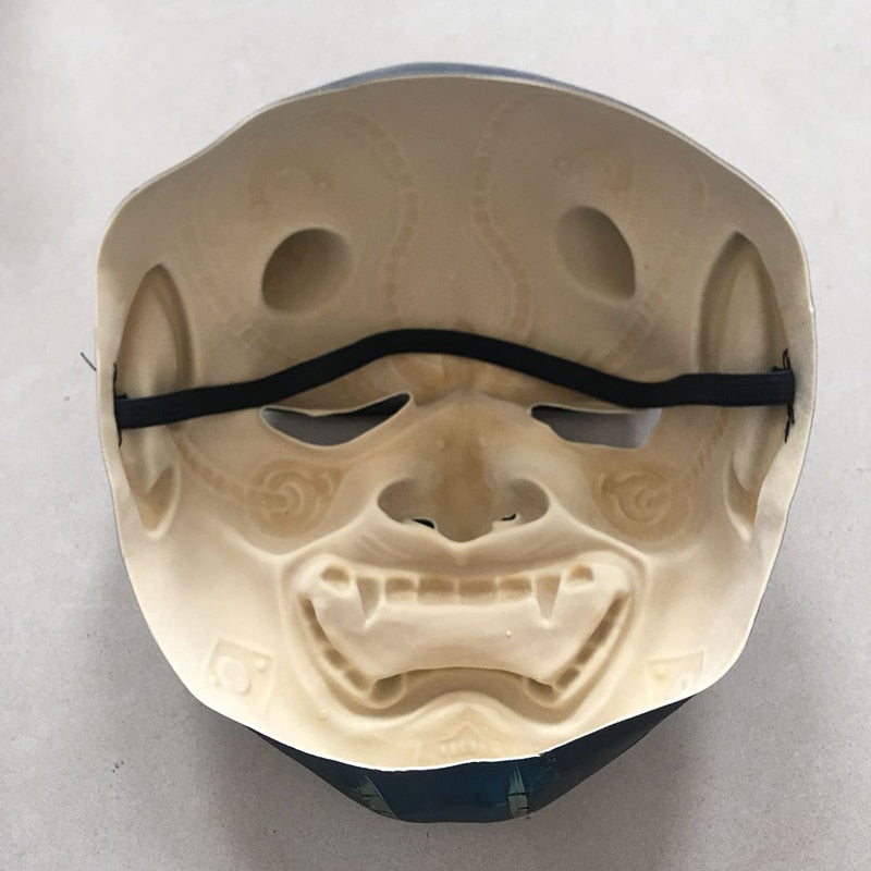 "Latex Samurai Mask " Japanese Cosplay, Soft horror, Rubber Anime Face Masques for Halloween Costumes, Props,Carnival Mascaras"