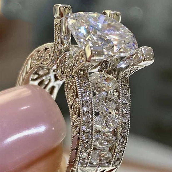 Elegant Square Zircon gem stone, Sterling Silver Ring