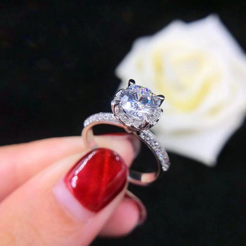 1CT/2CT Super White D Color Lab Diamond Moissanite Diamond Ring - 925 Sterling Silver - Women's Engagement Ring -
