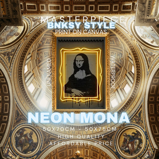 "Neon Mona - High Quality Spray Print on Canvas - Waterproof - Unframed - Home Decor"