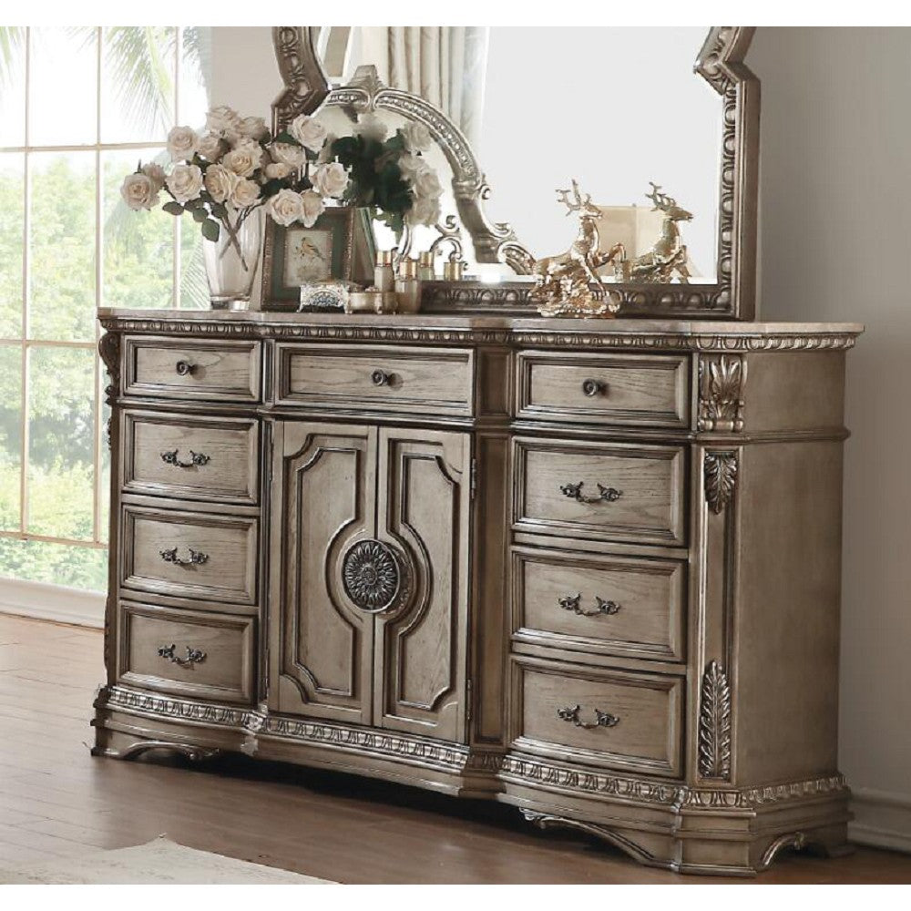 Northville Dresser (MARBLE TOP) in Antique Silver 26937
