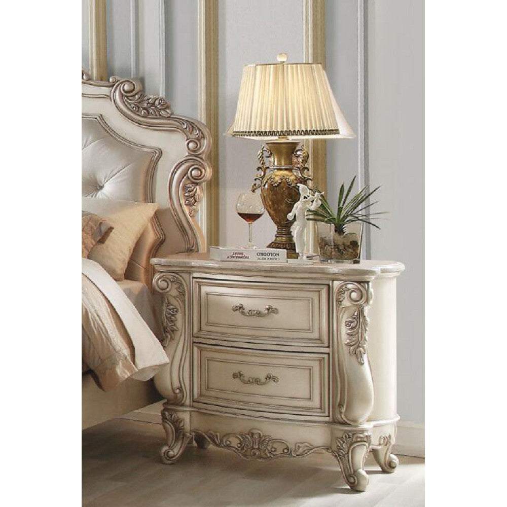 Gorsedd Nightstand in Marble & Antique White 27443