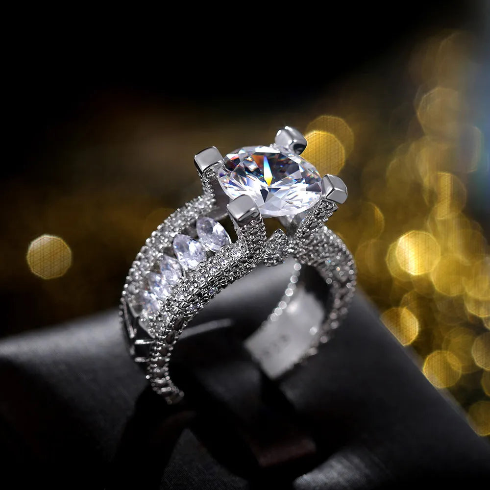 Elegant Square Zircon gem stone, Sterling Silver Ring