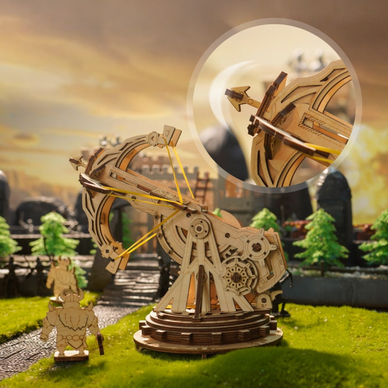 Robotime 3D Wooden Puzzle Medieval Siege Weapons Game Assembly Set Gift for Children Teens Adult War Strategy Toy KW401 KW801