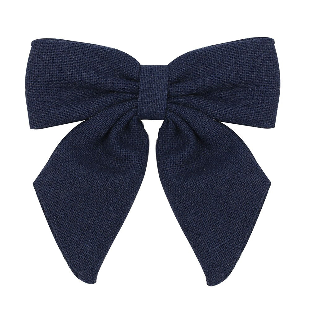 Cute Infant Spring Summer Hair Accessories - Baby Girls' Big Bows Hairclip Collection in Embroidered Cotton Linen Barrettes