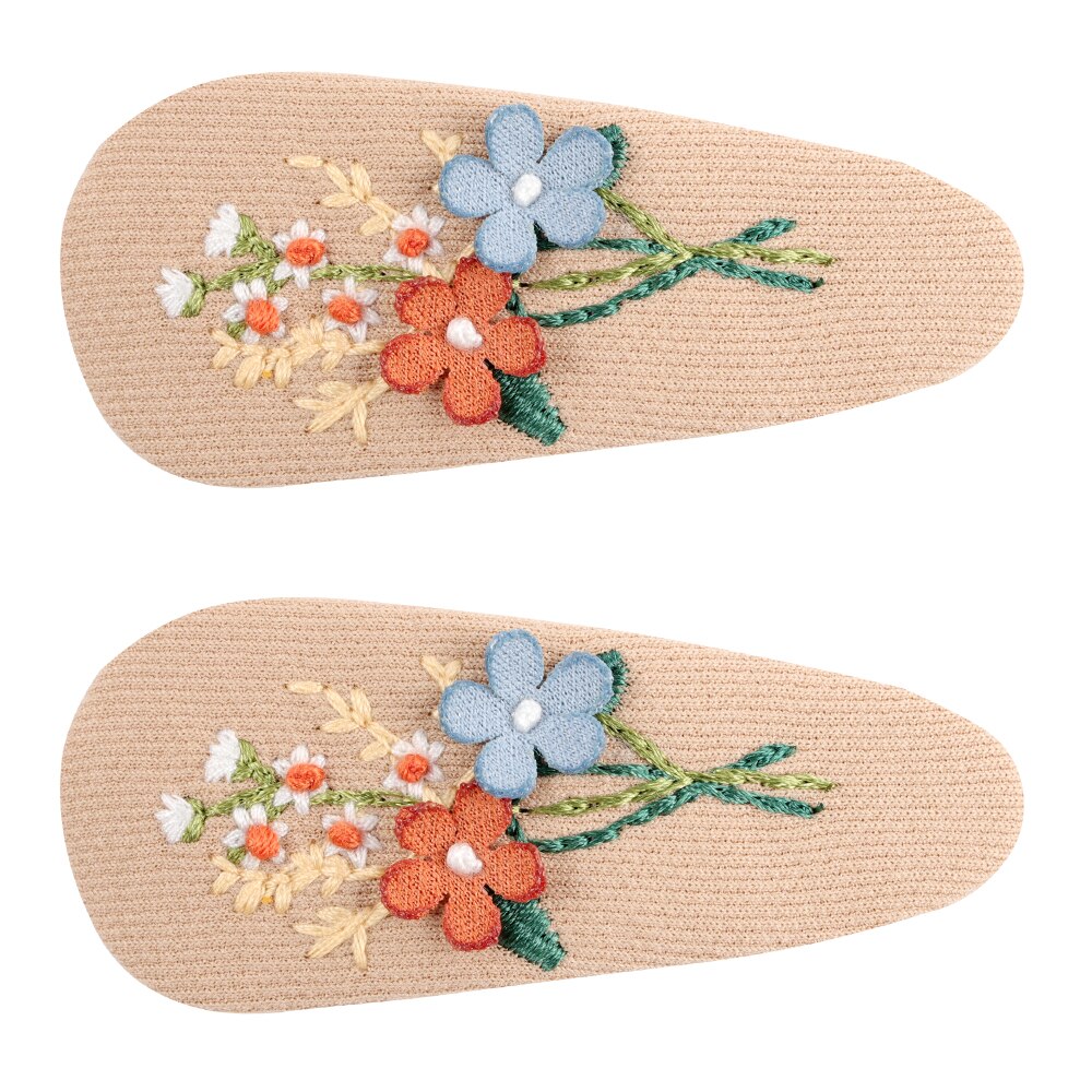 Cute Infant Spring Summer Hair Accessories - Baby Girls' Big Bows Hairclip Collection in Embroidered Cotton Linen Barrettes