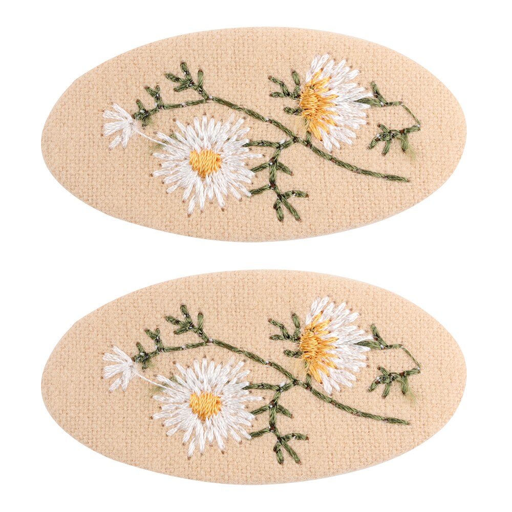Cute Infant Spring Summer Hair Accessories - Baby Girls' Big Bows Hairclip Collection in Embroidered Cotton Linen Barrettes
