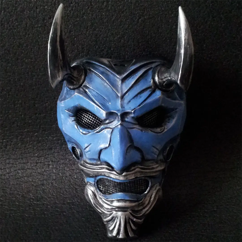 "Latex Samurai Mask " Japanese Cosplay, Soft horror, Rubber Anime Face Masques for Halloween Costumes, Props,Carnival Mascaras"