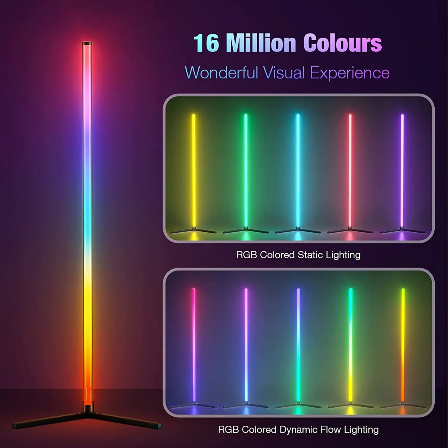 Modern Smart RGB Floor Lamp - 16 Million Color Changing Mood Light with Music Sync, APP & Remote Control