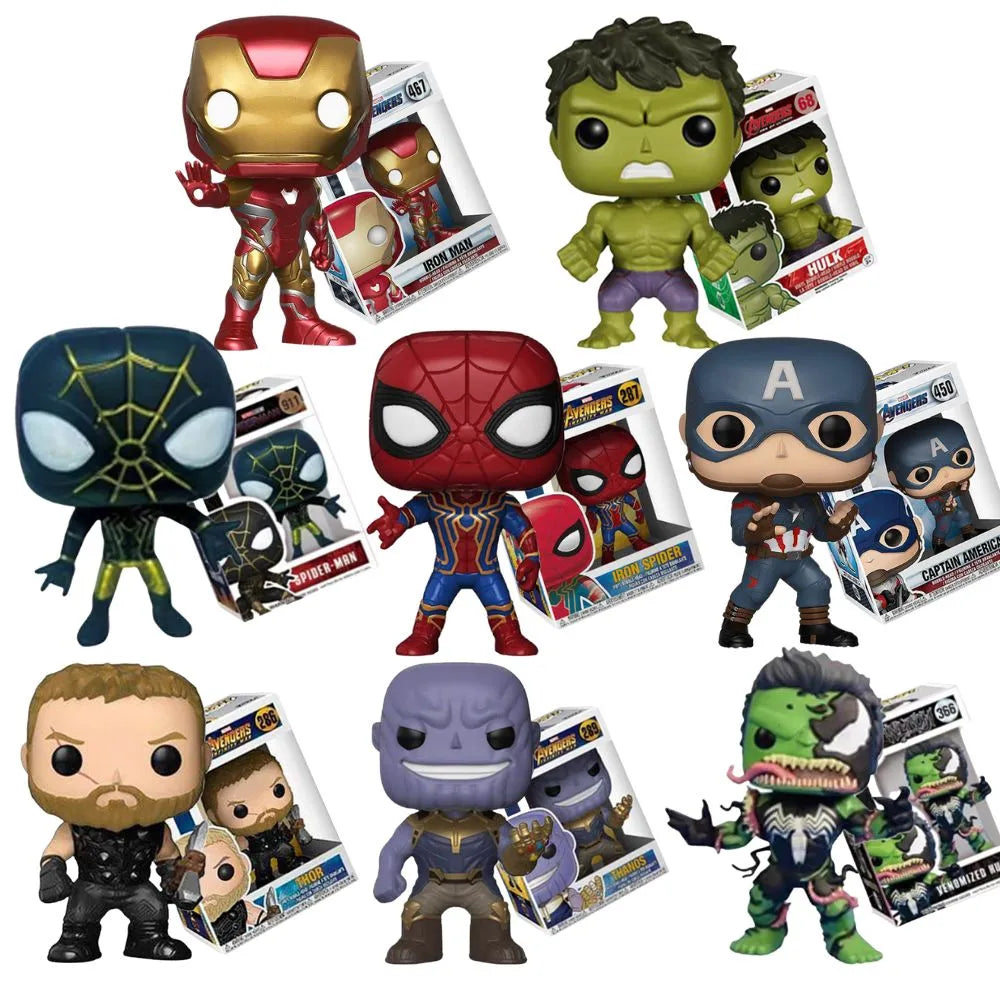 Marvel Avengers POP Heroes Set - Iron Man, Thor, Steven Roger, The Hulk, Thanos - Collectible Models