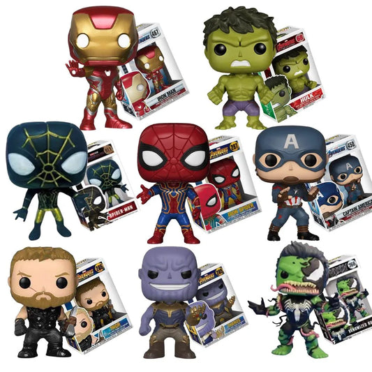Marvel Avengers POP Heroes Set - Iron Man, Thor, Steven Roger, The Hulk, Thanos - Collectible Models