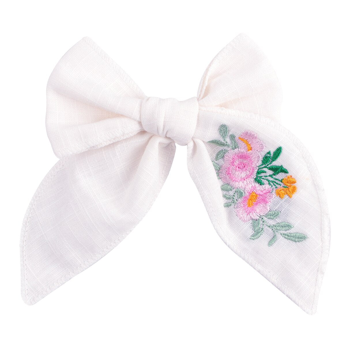 Cute Infant Spring Summer Hair Accessories - Baby Girls' Big Bows Hairclip Collection in Embroidered Cotton Linen Barrettes