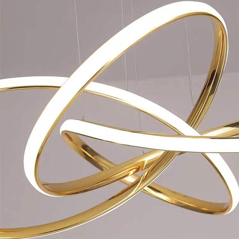 Gold Finished Nordic Modern LED Chandeliers Geometric Line Lamp For Kitchen  Living Dining room lustre pendent Hanging Lamp
