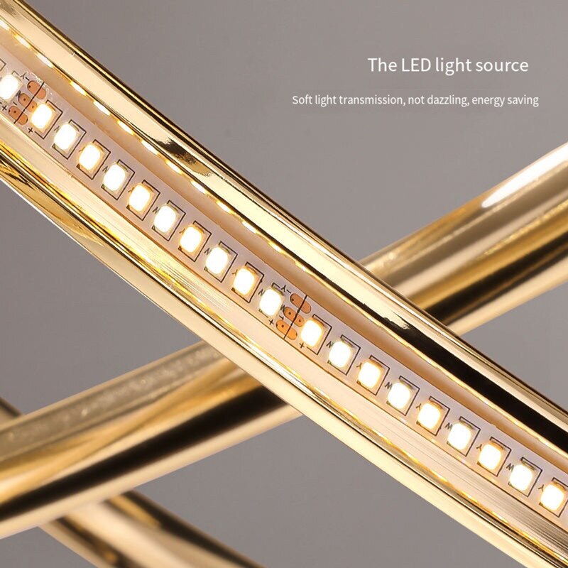 Gold Finished Nordic Modern LED Chandeliers Geometric Line Lamp For Kitchen  Living Dining room lustre pendent Hanging Lamp