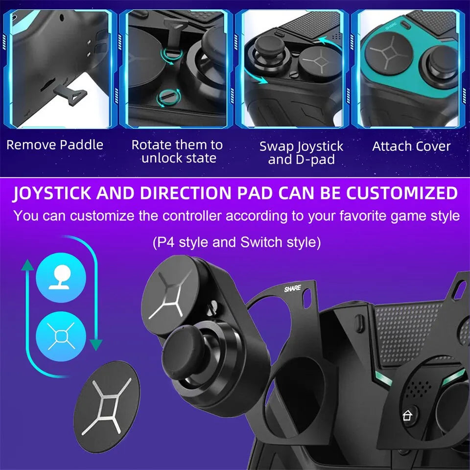 Ultimate Freedom: Wireless Controller with Dual Vibration and Turbo Function for PS4, Android, iOS, and PC Gaming Bliss