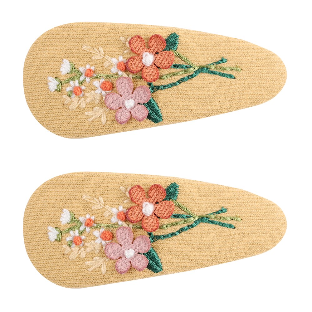 Cute Infant Spring Summer Hair Accessories - Baby Girls' Big Bows Hairclip Collection in Embroidered Cotton Linen Barrettes