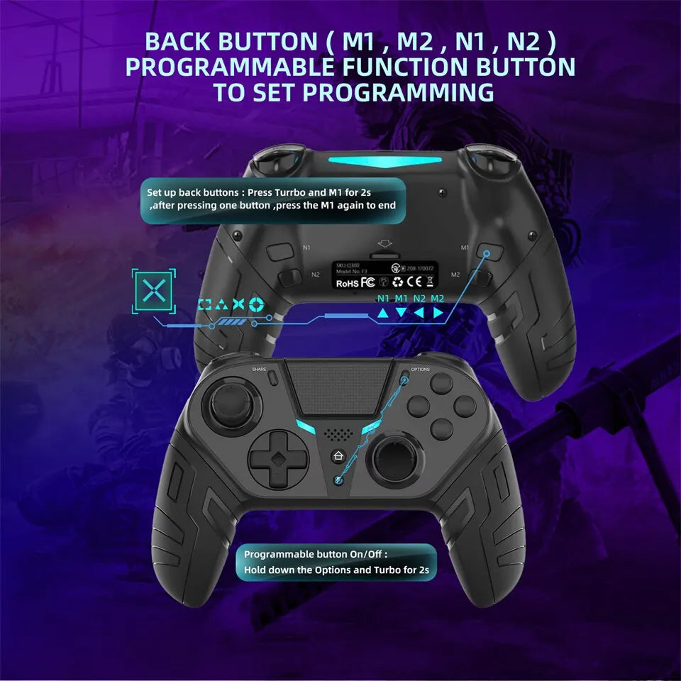 Ultimate Freedom: Wireless Controller with Dual Vibration and Turbo Function for PS4, Android, iOS, and PC Gaming Bliss
