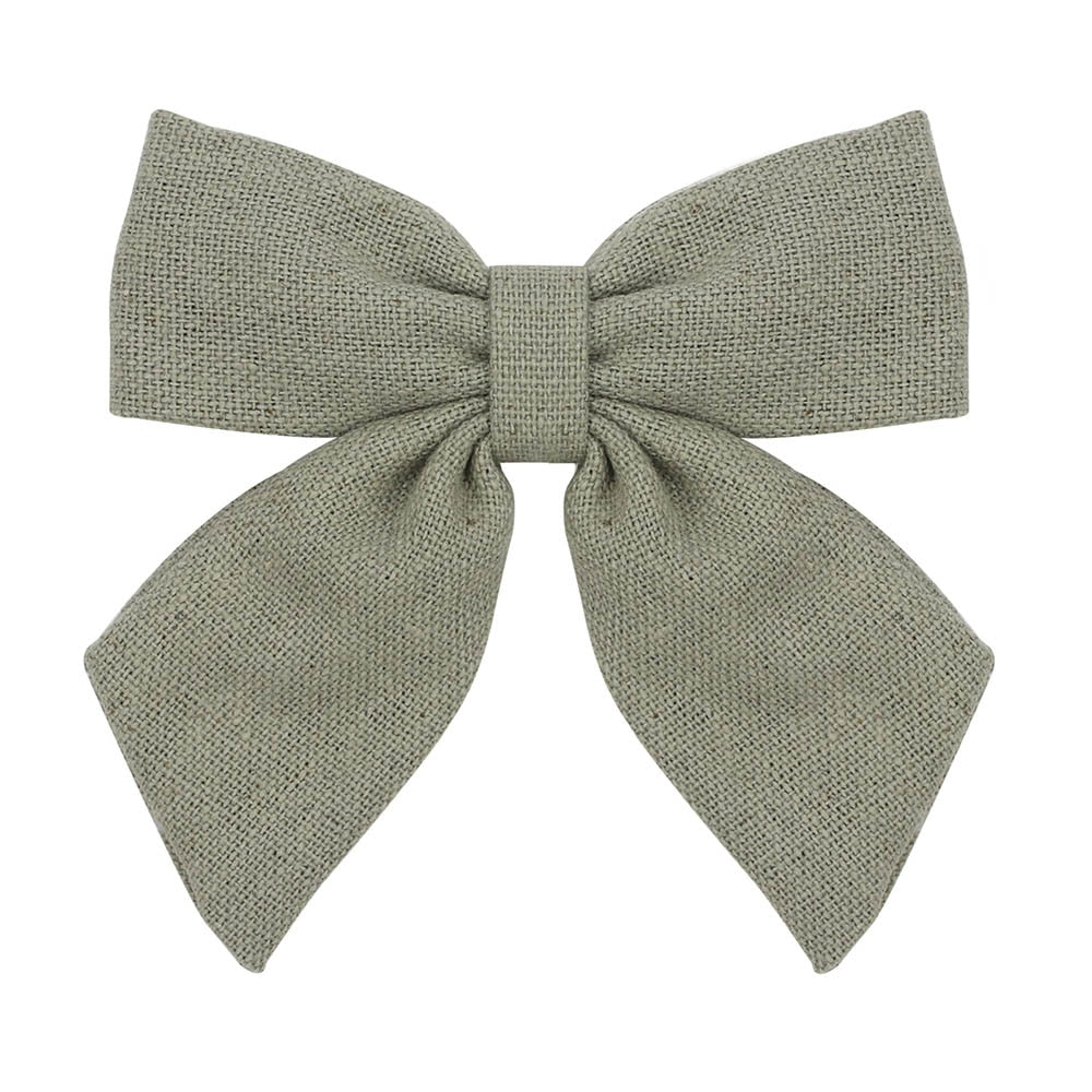 Cute Infant Spring Summer Hair Accessories - Baby Girls' Big Bows Hairclip Collection in Embroidered Cotton Linen Barrettes
