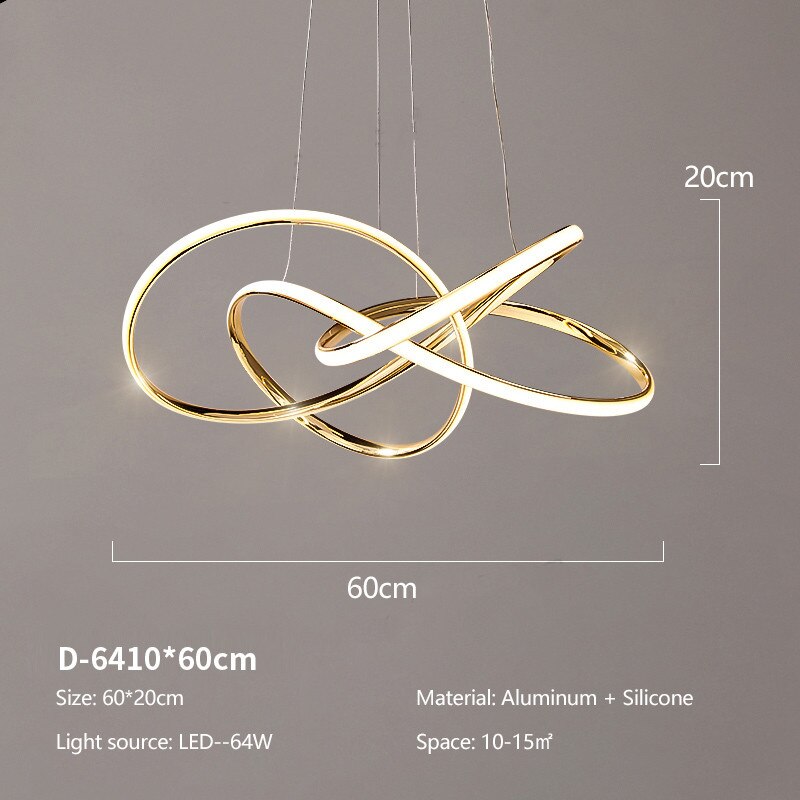 Gold Finished Nordic Modern LED Chandeliers Geometric Line Lamp For Kitchen  Living Dining room lustre pendent Hanging Lamp