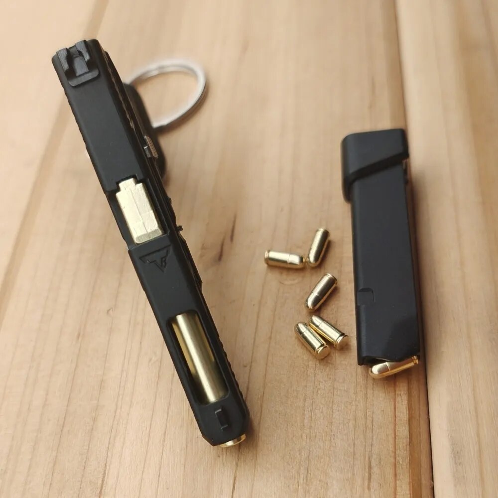 Alloy Empire Mini Pistol Keychain Toy - 2023 New Taran Tactical TTI Glock G17 G34 1:3 Scale with Shell Ejection and Free Assembly - Fidget Toy Gun