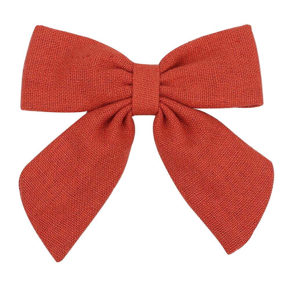 Cute Infant Spring Summer Hair Accessories - Baby Girls' Big Bows Hairclip Collection in Embroidered Cotton Linen Barrettes