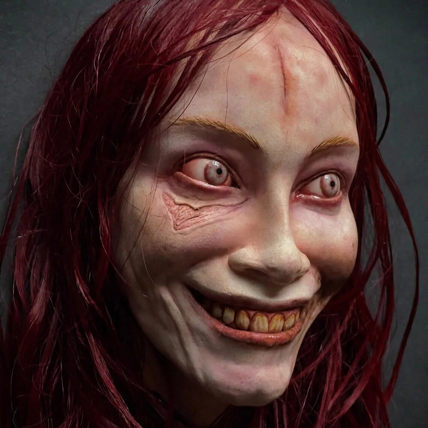 Evil Dead Rise Latex Full-Face Mask - Creepy Cosplay & Halloween Horror Prop - Rave-Ready Helmet Design - Authentic Scary Detailing
