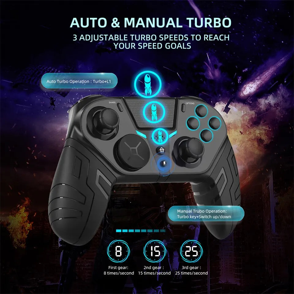 Ultimate Freedom: Wireless Controller with Dual Vibration and Turbo Function for PS4, Android, iOS, and PC Gaming Bliss