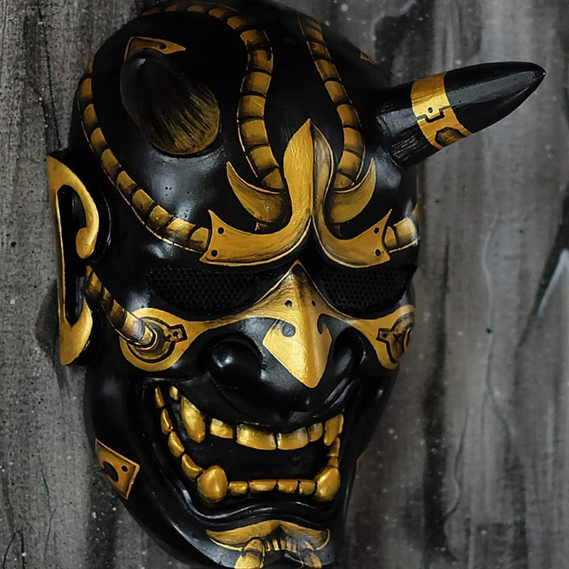 "Latex Samurai Mask " Japanese Cosplay, Soft horror, Rubber Anime Face Masques for Halloween Costumes, Props,Carnival Mascaras"