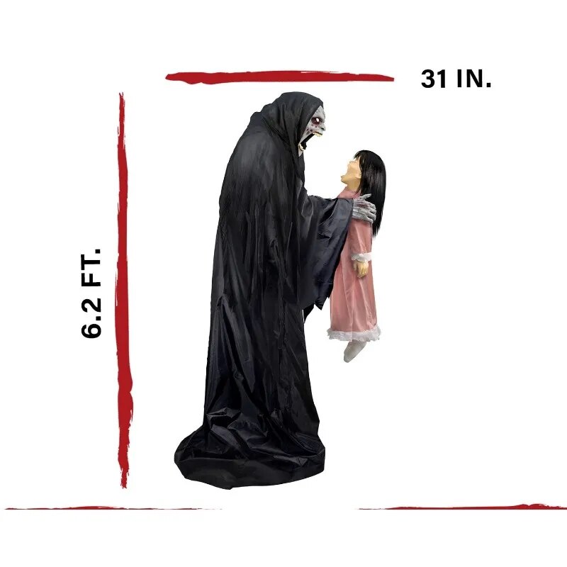 Soul Sucker Demon Reaper Halloween Animatronic - Premium Talking Decor - Plug-In or Battery Operated for Spooky Halloween Atmosphere Dispatch USA Fedex 7 days