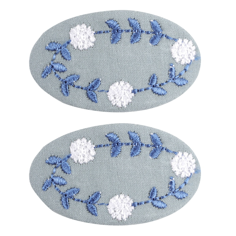 Cute Infant Spring Summer Hair Accessories - Baby Girls' Big Bows Hairclip Collection in Embroidered Cotton Linen Barrettes