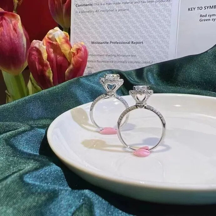 1CT/2CT Super White D Color Lab Diamond Moissanite Diamond Ring - 925 Sterling Silver - Women's Engagement Ring -
