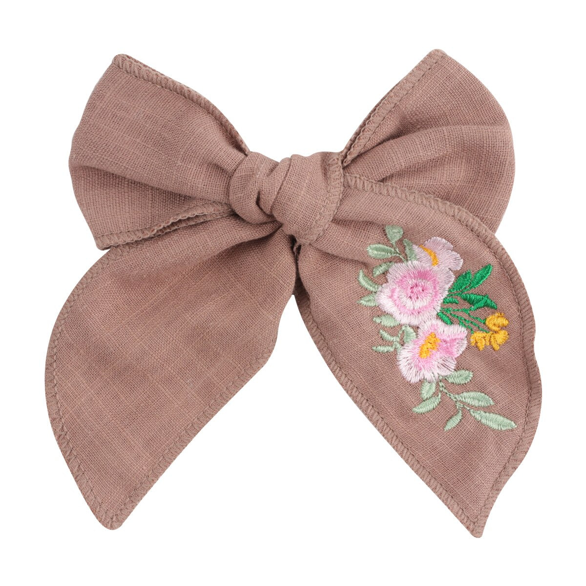 Cute Infant Spring Summer Hair Accessories - Baby Girls' Big Bows Hairclip Collection in Embroidered Cotton Linen Barrettes