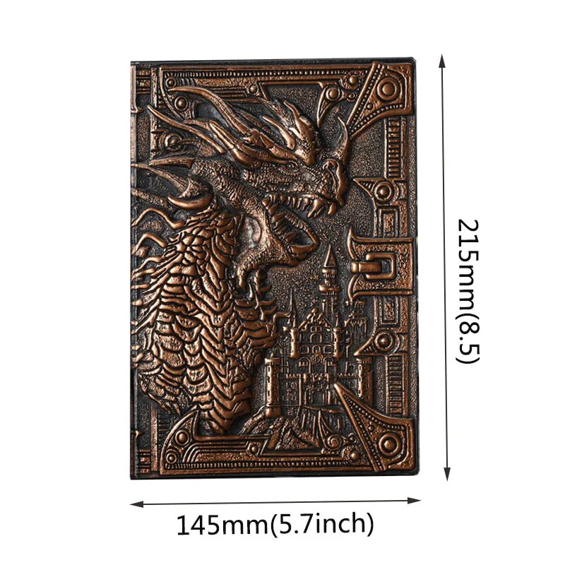 A5 Vintage Embossed Dragon Hardcover Notebook - Travel Bullet Diary - Beautiful Student Gift