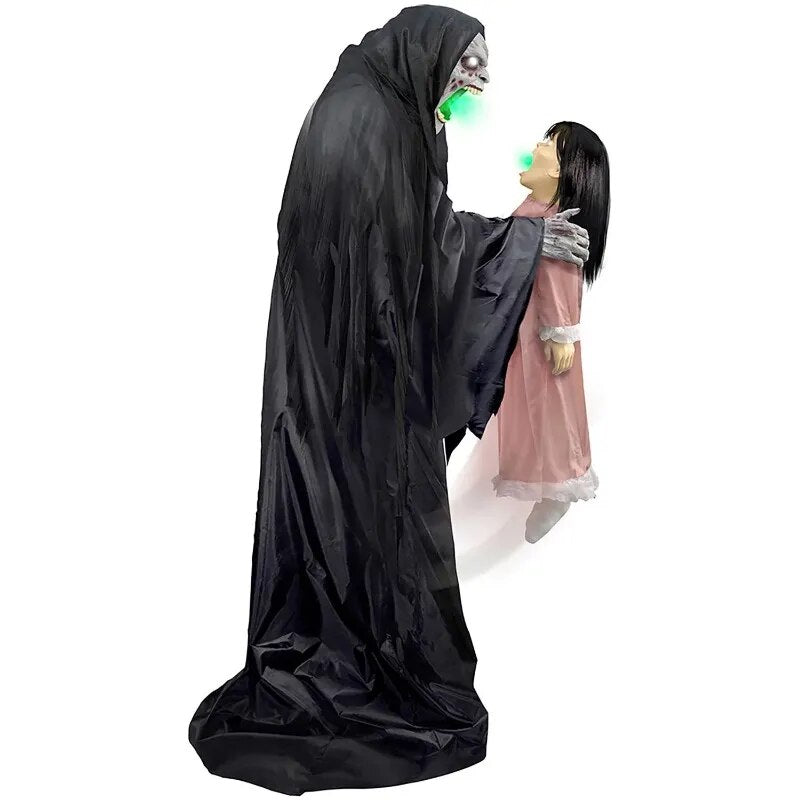 Soul Sucker Demon Reaper Halloween Animatronic - Premium Talking Decor - Plug-In or Battery Operated for Spooky Halloween Atmosphere Dispatch USA Fedex 7 days