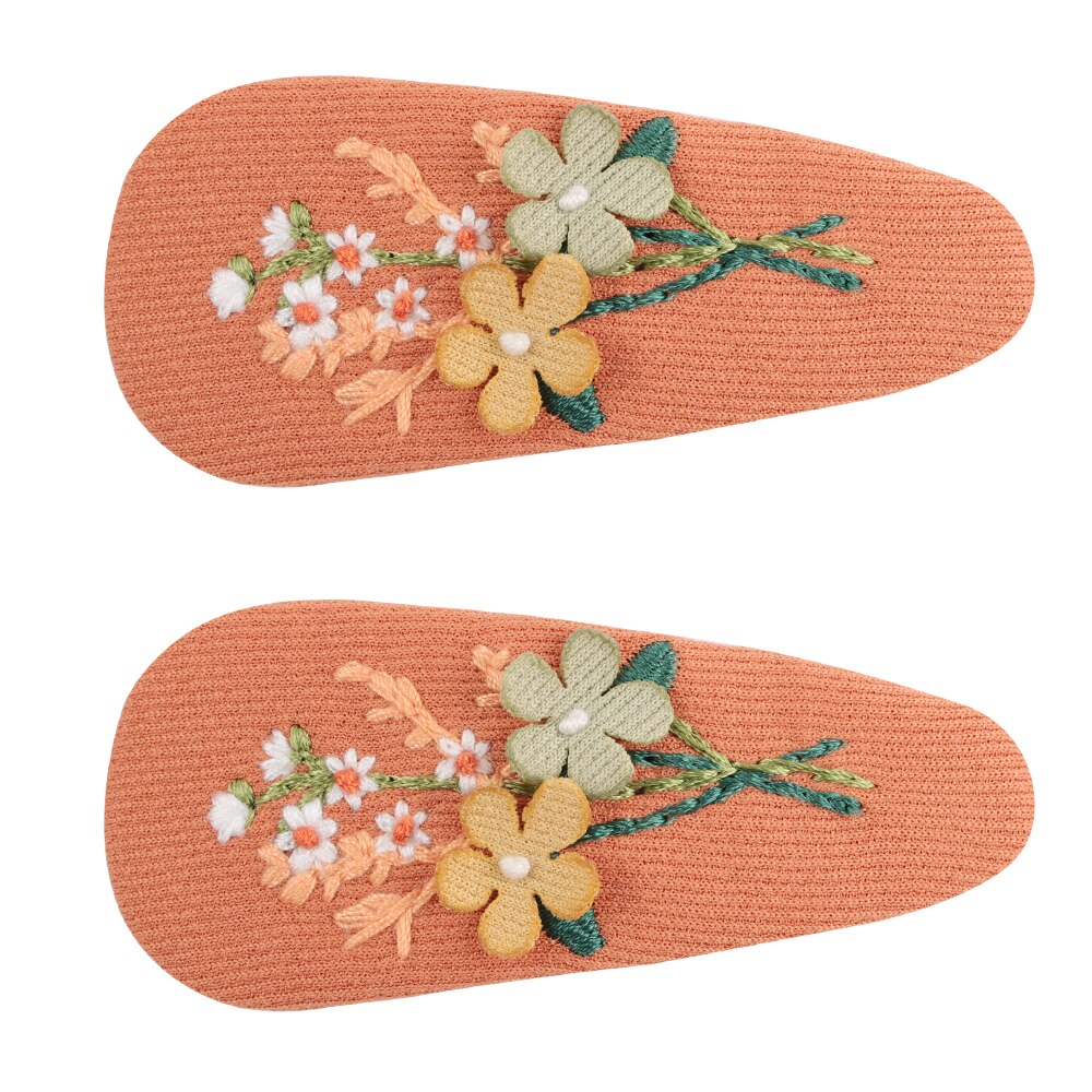 Cute Infant Spring Summer Hair Accessories - Baby Girls' Big Bows Hairclip Collection in Embroidered Cotton Linen Barrettes