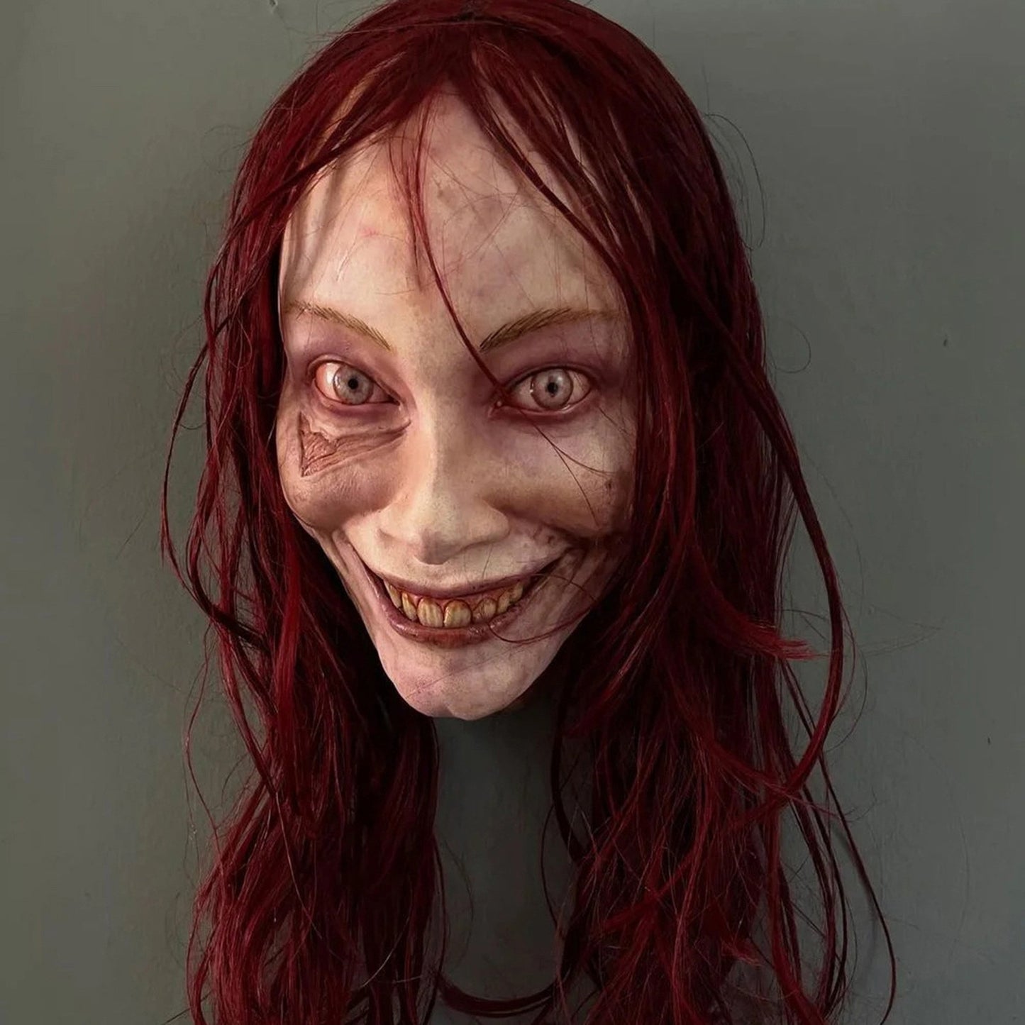 Evil Dead Rise Latex Full-Face Mask - Creepy Cosplay & Halloween Horror Prop - Rave-Ready Helmet Design - Authentic Scary Detailing