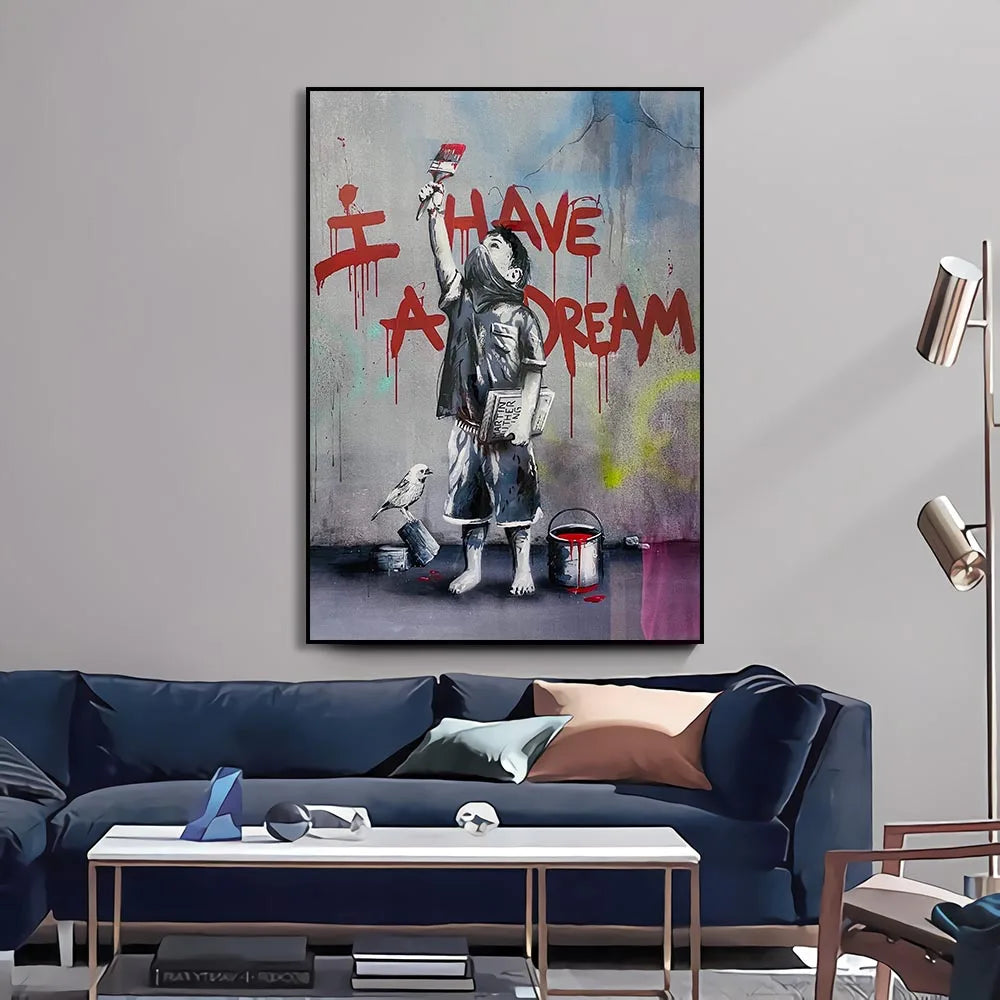 High-Quality Abstract Banksy Street Graffiti Canvas Poster - Bedroom Wall Art Decoration Mural