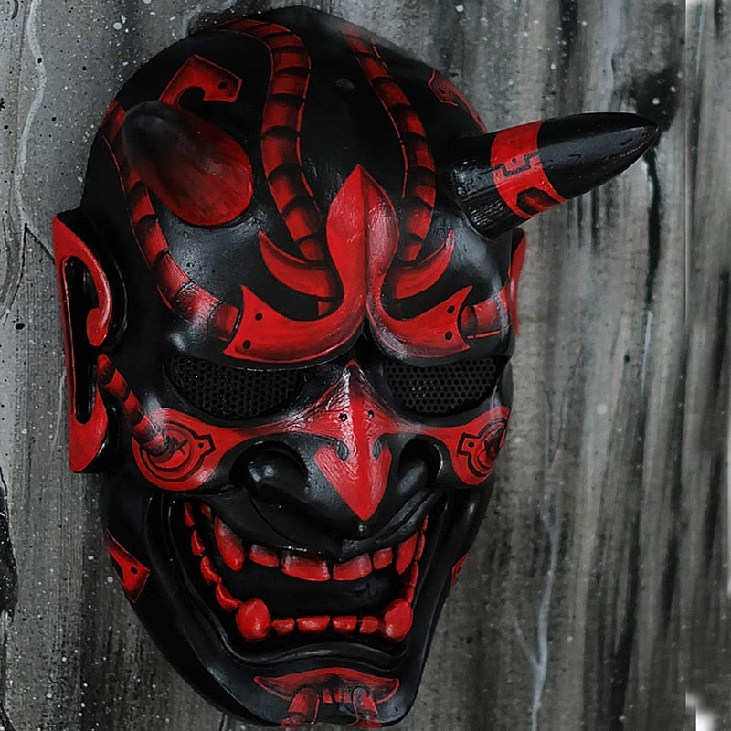 "Latex Samurai Mask " Japanese Cosplay, Soft horror, Rubber Anime Face Masques for Halloween Costumes, Props,Carnival Mascaras"