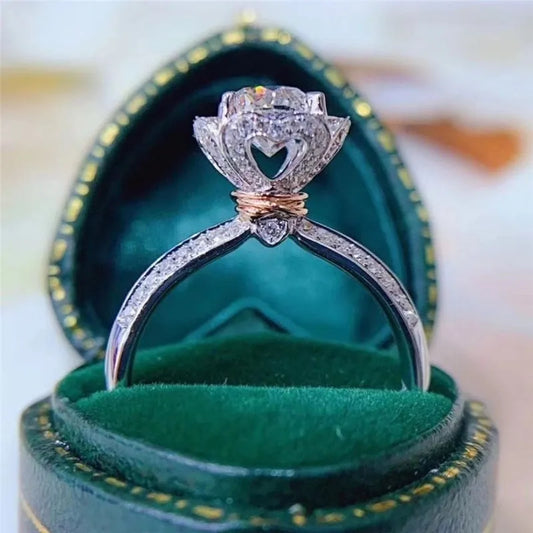 1CT/2CT Super White D Color Lab Diamond Moissanite Diamond Ring - 925 Sterling Silver - Women's Engagement Ring -