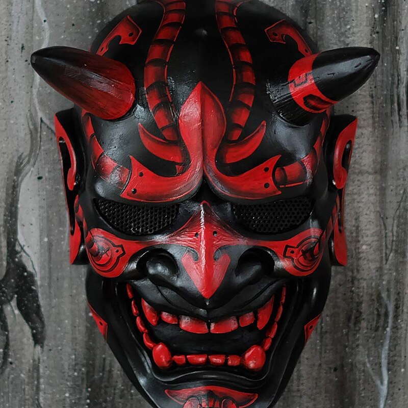 "Latex Samurai Mask " Japanese Cosplay, Soft horror, Rubber Anime Face Masques for Halloween Costumes, Props,Carnival Mascaras"