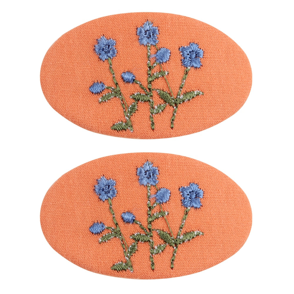 Cute Infant Spring Summer Hair Accessories - Baby Girls' Big Bows Hairclip Collection in Embroidered Cotton Linen Barrettes