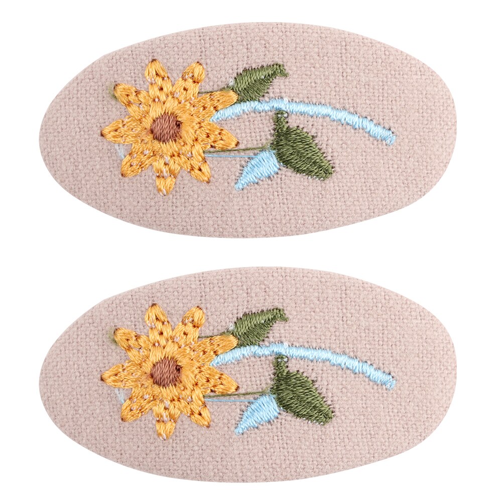 Cute Infant Spring Summer Hair Accessories - Baby Girls' Big Bows Hairclip Collection in Embroidered Cotton Linen Barrettes