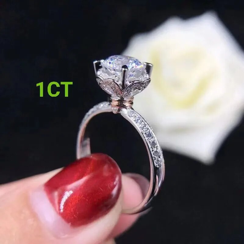 1CT/2CT Super White D Color Lab Diamond Moissanite Diamond Ring - 925 Sterling Silver - Women's Engagement Ring -