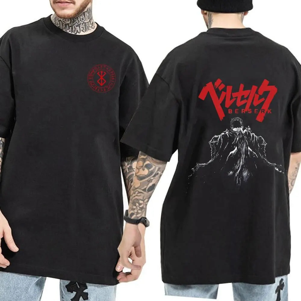 Anime Guts Berserk T-Shirt | Guts Eyes Manga Tee - Cotton Hip Hop Streetwear