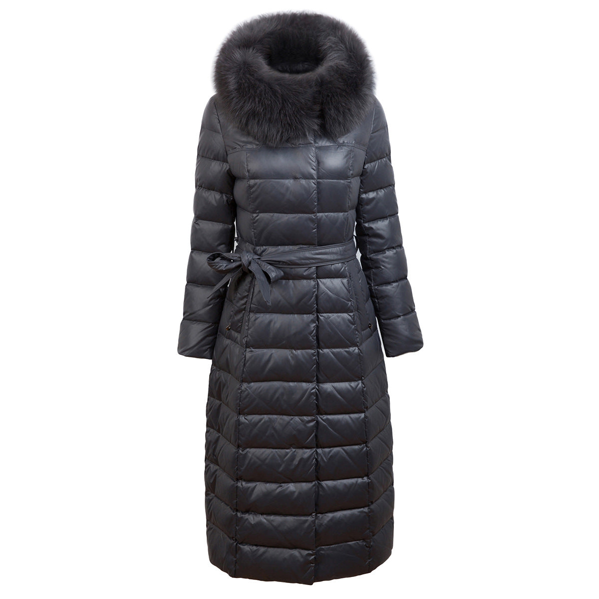 Women's Over-the-Knee Fox Fur Collar Hooded Down Jacket - New Winter 2023 Slim Lengthened Coat