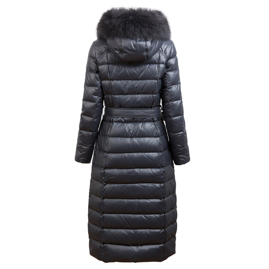 Women's Over-the-Knee Fox Fur Collar Hooded Down Jacket - New Winter 2023 Slim Lengthened Coat