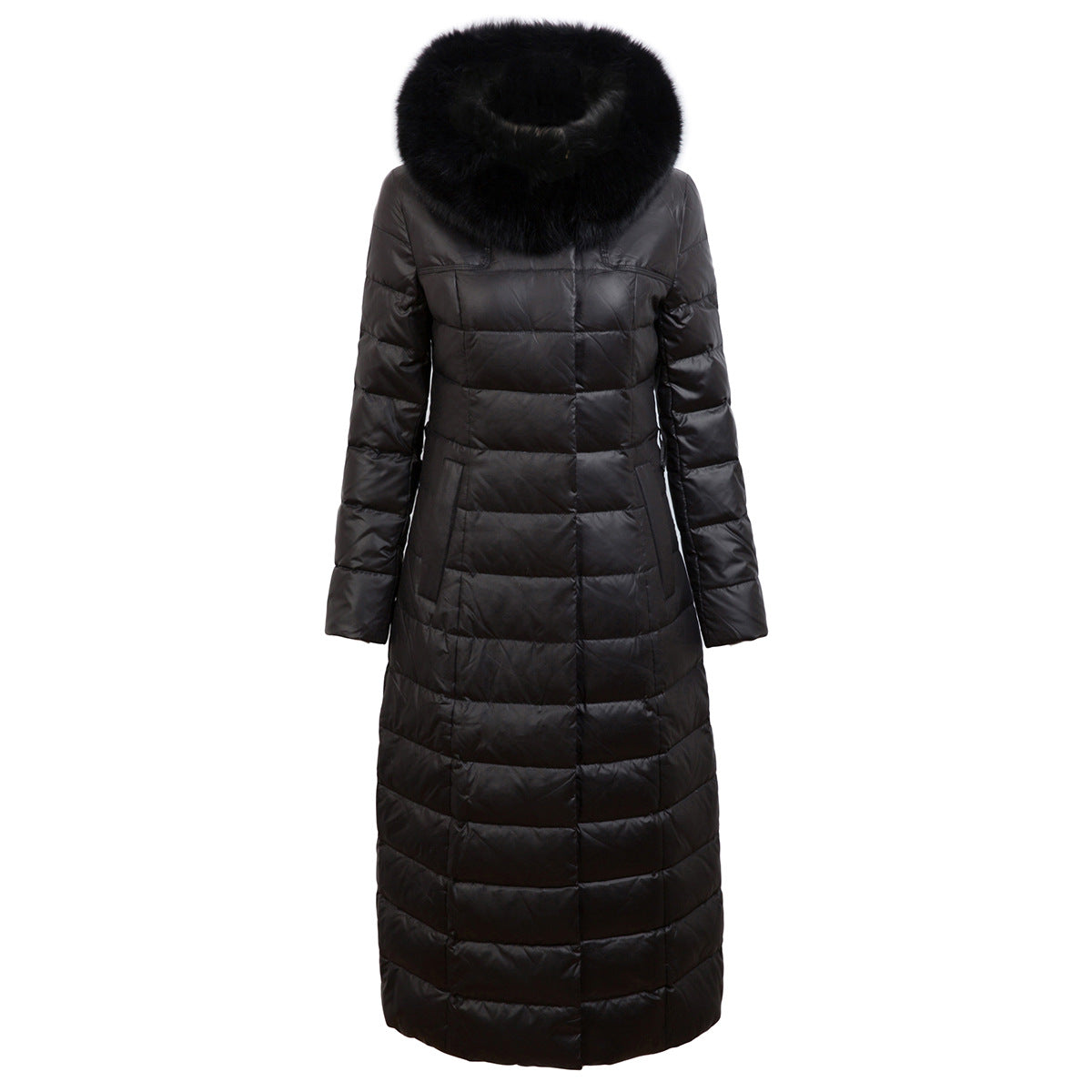 Women's Over-the-Knee Fox Fur Collar Hooded Down Jacket - New Winter 2023 Slim Lengthened Coat