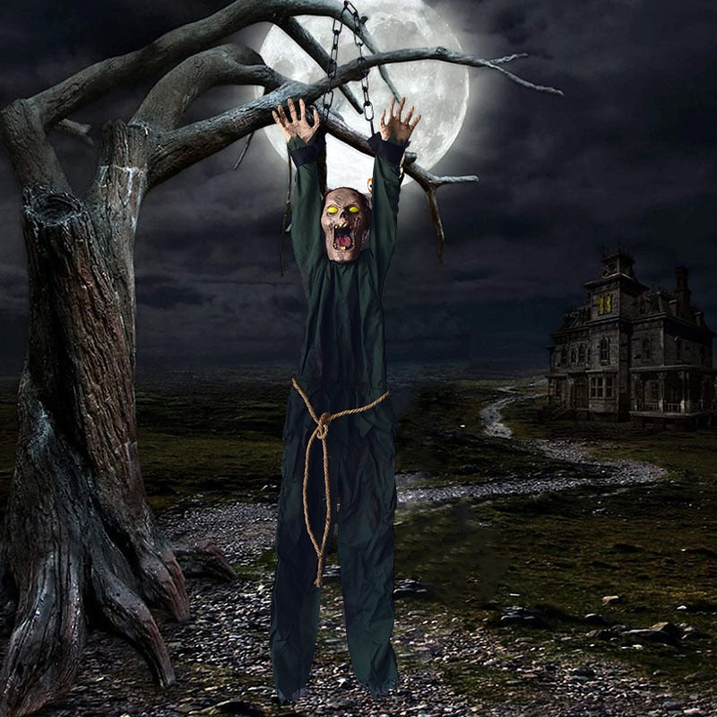 Animated Halloween Outdoor Decoration Scary Hanging Zombie Ghost with LED