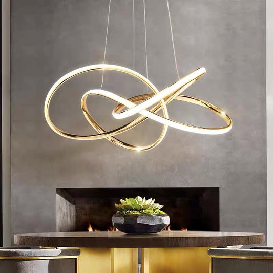 Gold Finished Nordic Modern LED Chandeliers Geometric Line Lamp For Kitchen  Living Dining room lustre pendent Hanging Lamp